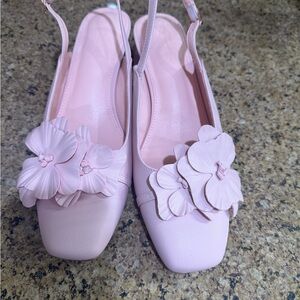 Women's Pink Floral Slingback Flats